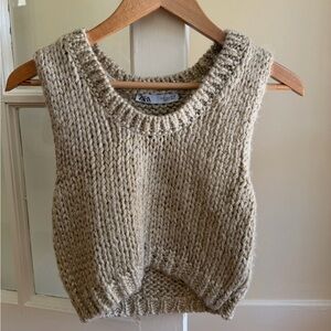 Zara Cropped Metallic Thread Knit Vest - S